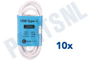 USB Kabel USB Type C male naar USB Type A male, Wit 1m