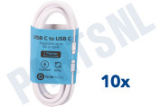 USB Kabel USB Type C kabel naar USB Type C, Wit, 1 mtr