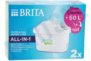 Brita 1050413 Waterkan Filter Filterpatroon 2-pack geschikt voor o.a. Brita Maxtra Pro Organic ALL-IN-1 CEBO