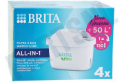 Brita 1050415 Waterkan Filter Filterpatroon 4-pack geschikt voor o.a. Brita Maxtra PRO Organic ALL-IN-1 CEBO