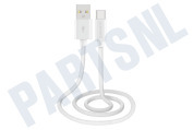 Musthavz  MHBRCABUSBAW Musthavz USB-A to USB-C Braided Cable 1.0 meter 3A,wit geschikt voor o.a. USB Type A + Type C