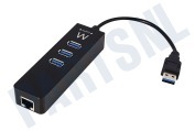 Ewent EW1140 3-Poorts USB 3.1 Gen1  Hub met Gigabit netwerkpoort geschikt voor o.a. USB 3.1 Gen1