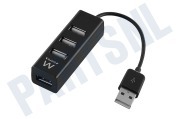 Ewent EW1123 Hub 4 poorts USB hub mini geschikt voor o.a. USB 2.0 Zwart