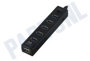 Ewent EW1130 Hub 7 Poorts USB  Hub met Aan/Uit Knop geschikt voor o.a. USB 2.0, Zwart