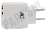 ACT  AC2125 2-Poorts USB Lader 4A met Quick Charge 3.0 geschikt voor o.a. Universeel gebruik