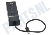 ACT AC6415 4-Poorts USB 3.1 Gen1 (USB 3.0)  Hub Type-C geschikt voor o.a. USB Type-C 3.1, Zwart