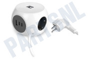 ACT  AC2420 Stekkerdoos kubus 3 stopcontacten, 2x USB-C, 1x USB-A geschikt voor o.a. 3-voudig incl. 3x USB-C/A, wit