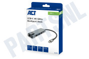 ACT  AC7091 USB-C 4K docking station HDMI/ethernet/USB-A/PD geschikt voor o.a. 1 HDMI monitor, ethernet, USB-A, PD pass-through