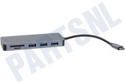 ACT  AC7050 USB-C hub 3.0, 3x USB-A, cardreader, PD geschikt voor o.a. USB 3.2 Gen1