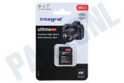 Integral INSDX64G-100/70V30 V30 UltimaPro X2 SDXC Memory Card 64GB geschikt voor o.a. V30 SDXC card 64GB 100MB/s