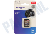 Integral  INSDX64G-100V30 High Speed SD Kaart 64GB 100 MB/S SDHC/XC V30 UHS-I U3 geschikt voor o.a. 64GB, 4K, UHS-I, Klasse 1-specificatie
