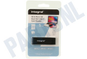 Integral  INCRSDMSD3-0-C SD & Micro SD Dual Slot USB-C geschikt voor o.a. USB 3.0, USB Type-C