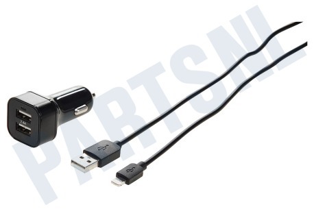 Spez  Autolader Apple Lightning 2.4A Dual USB, 100cm