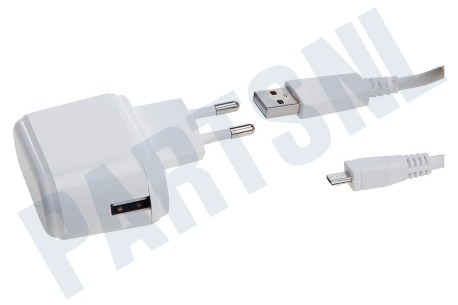 Spez  Oplader Micro USB, 2A, Wit. USB adapter met kabel