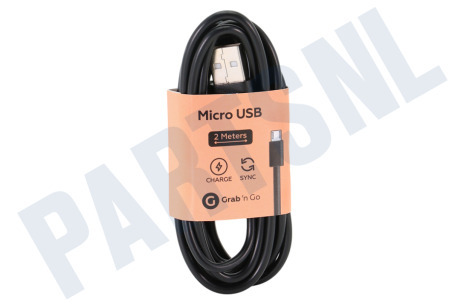 Universeel  USB Kabel geschikt voor Universeel Micro USB, Zwart, 200cm