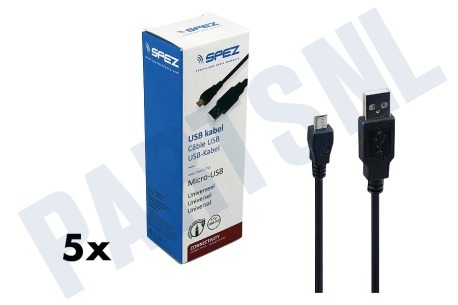 Tomtec  USB kabel Universeel Micro USB 1.2M Zwart
