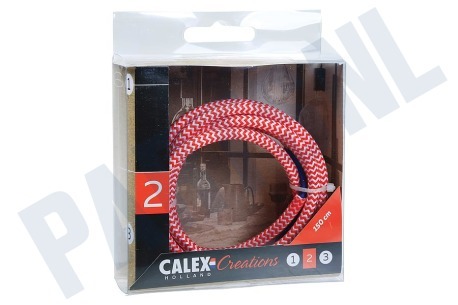 Calex  940234 Calex Textiel Omwikkelde Kabel Rood/Wit 1,5m