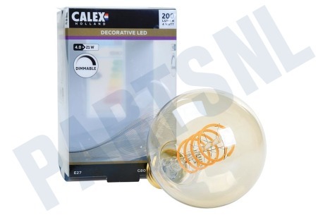 Calex  Globe G80 LED lamp Flexible Filament Gold E27 Dimbaar