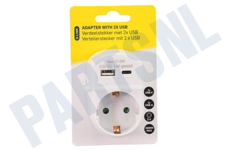 Q-Link  Stekker Doorvoerstekker met 2 x USB