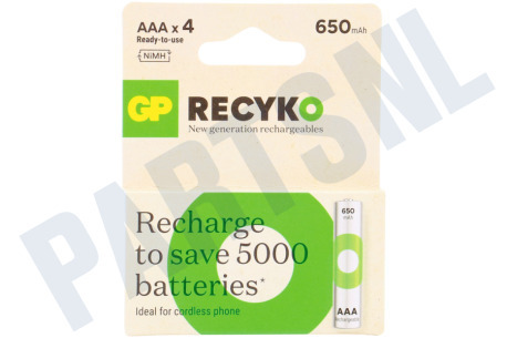 GP  LR03 ReCyko+ AAA 650 - 4 oplaadbare batterijen