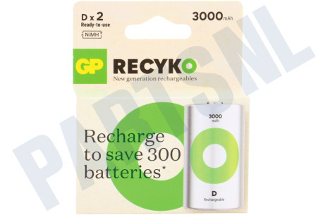 GP  LR20 ReCyko+ D  - 2 oplaadbare batterijen