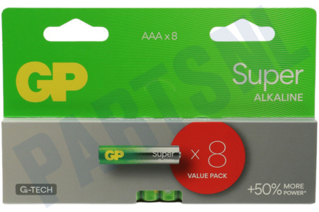 GP  LR03 AAA batterij GP Super Alkaline Multipack 1,5V 8 stuks
