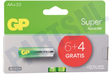 GP  LR06 AA batterij GP Super Alkaline Multipack 1,5V 6+4 Gratis