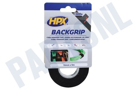 HPX  UM1910 Back Grip Zwart 16mm x 5m