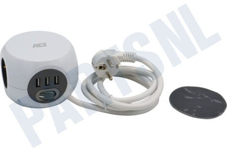 ACT  AC2405 Kubusvormige Stekkerdoos 3V, 3 USB-poorten, 1.5m