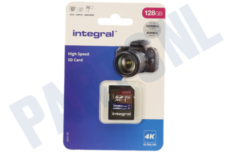 Integral  INSDX128G-100V30 High Speed SD Kaart 128GB 100 MB/S SDHC/XC V30 UHS-I U3