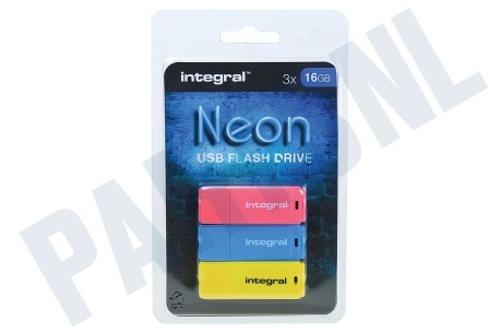 Integral  Memory stick Triple pack 3 x 16Gb Neon Yellow, Pink & Blue