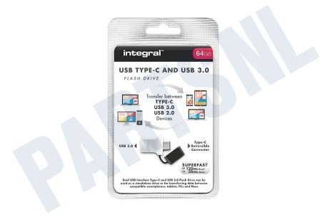 Integral  INFD64GBFUS3.0-C Fusion USB 3.0 Flash Drive 64GB