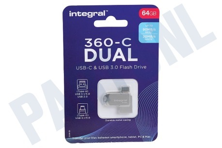 Integral  360-C Dual Typer-C & USB3.0 Flash Drive 64 GB