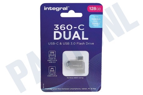 Integral  360-C Dual Typer-C & USB3.0 Flash Drive 128 GB