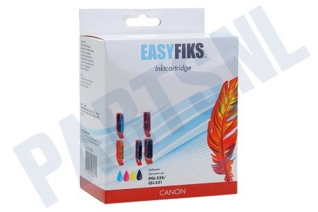 Easyfiks  Inktcartridge PGI 520 CLI 521 Multipack BK/BK/C/M/Y + Chip