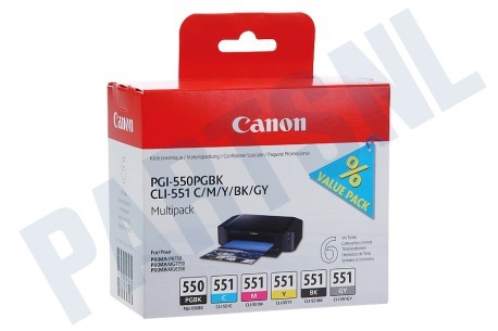Canon  Inktcartridge PGI 550 CLI 551 Multipack BK/BK/GY/C/M/Y
