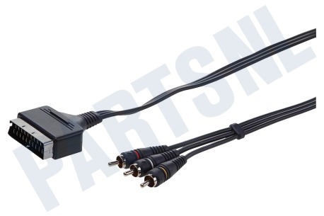 Easyfiks  Scart Kabel 21p Male -> 3x Tulp RCA Male, 2.5 Meter