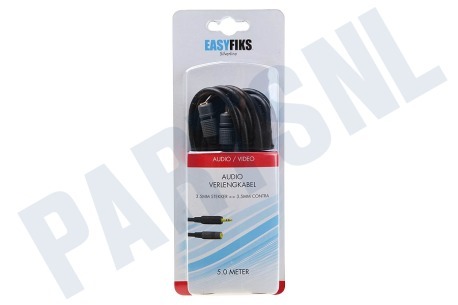 Easyfiks  Jack Kabel 3.5mm Stereo Male - Female, 5 meter, Verguld