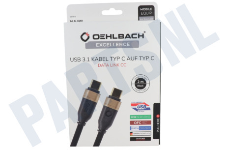 Oehlbach  33201 Excellence USB-C 3.1 kabel, 2 meter