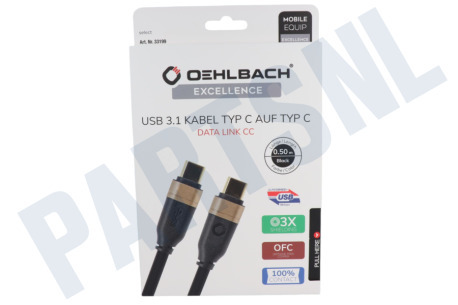 Oehlbach  33199 Excellence USB-C 3.1 kabel, 0.5 meter