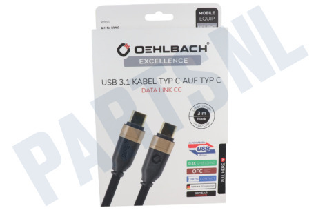 Oehlbach  33202 Excellence USB-C 3.1 kabel, 3 meter