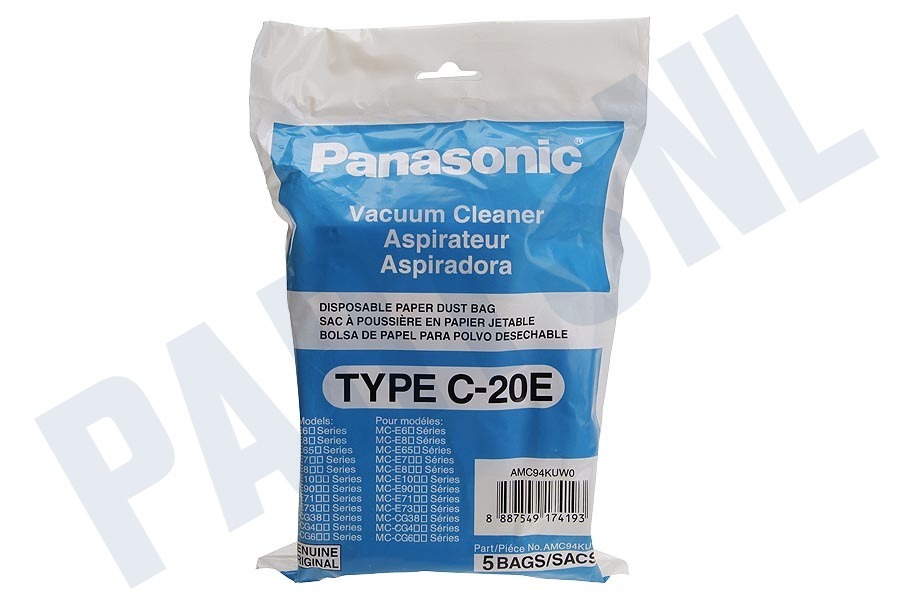 Pack Of 5 C-20E Type Dust Bags for Panasonic MC-CG383 MC-CG461 MC-CG461k 